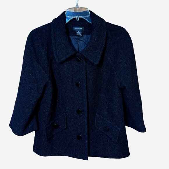 Spense Boucle Wool Blend Cropped Swing Jacket M Quiet Luxury Classic Black - Picture 1 of 5